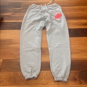 Men's Gray Sweatpants with Red Floral Accent